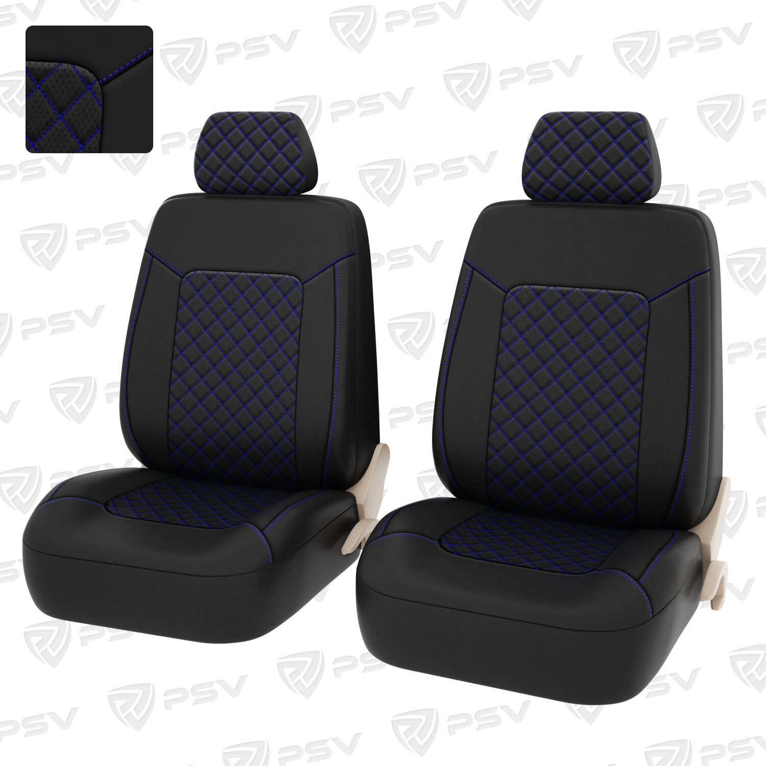 Чехлы PSV Elegant Next 2 FRONT (Черный с синим ромбом), ромб + экокожа 137391