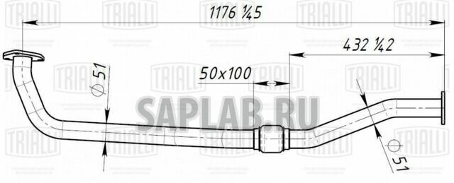 Труба приёмная для автомобилей Daewoo Nexia (95-) 16V дв. V15L (алюминизированная сталь) TRIALLI - фото №12
