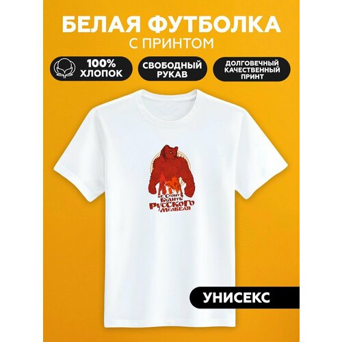Футболка не стоит будить русского медведя, размер 6XL, белый футболка многодетный папа просьба не будить