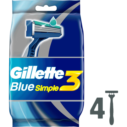 Бритва Gillette Blue Simple одноразовая 4шт sp 6604 blue бритвенный блок