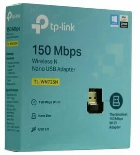 Сетевой адаптер TP-LINK TL-WN725N, черный