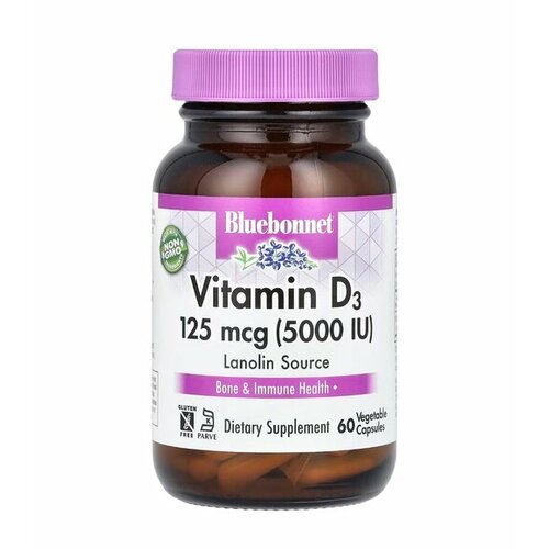 Bluebonnet витамин Д3 5000 МЕ 60 вегетарианских капсул