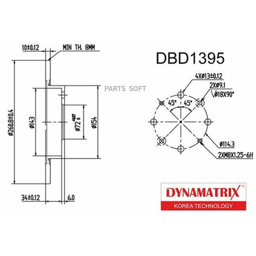 DYNAMATRIX-KOREA DBD1395 диск тормозной 9620₽