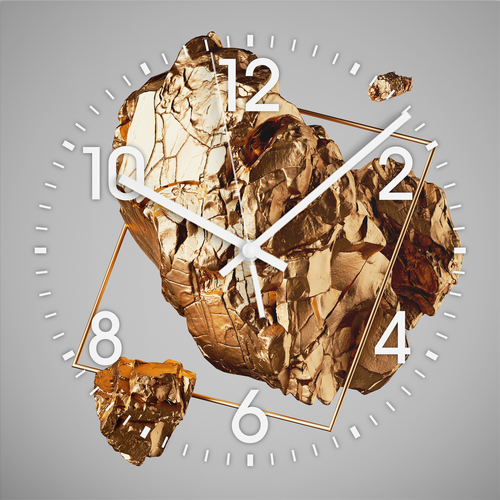 Часы настенные Artabosko Рамон 5 квадратные стекло цвет серо-желтый бесшумные 30x30 см