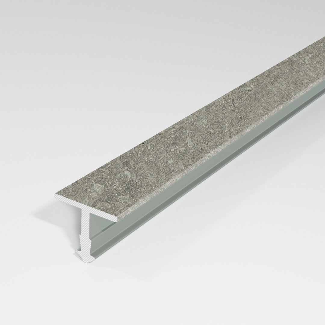 Порожек для плитки Т-образный профиль алюминиевый ПТ 10, ширина 10 мм, длина 2700 мм, окрас бетон классик 055