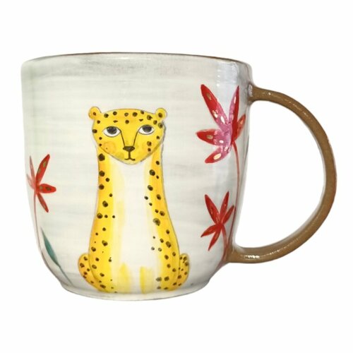 Кружка ручной работы с росписью Леопард в джунглях керамика 450 мл 3756₽