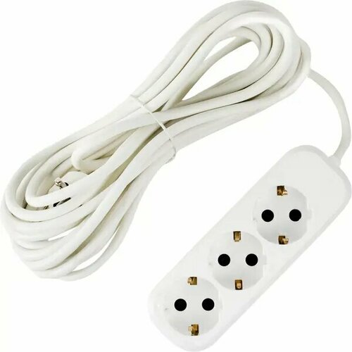 Удлинитель бытовой 3 розетки с заземлением 3х15 мм 7 м цвет белый 2963₽