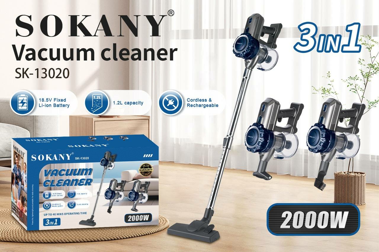 фото Бытовой вакуумный вертикальный беспроводной пылесос Sokany Vacuum Cleaner SK -13020 от Shark-Shop