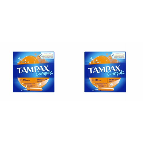 TAMPAX Женские гигиенические тампоны с аппликатором Compak Pearl Super Plus Duo, 16шт в упаковке, 2шт