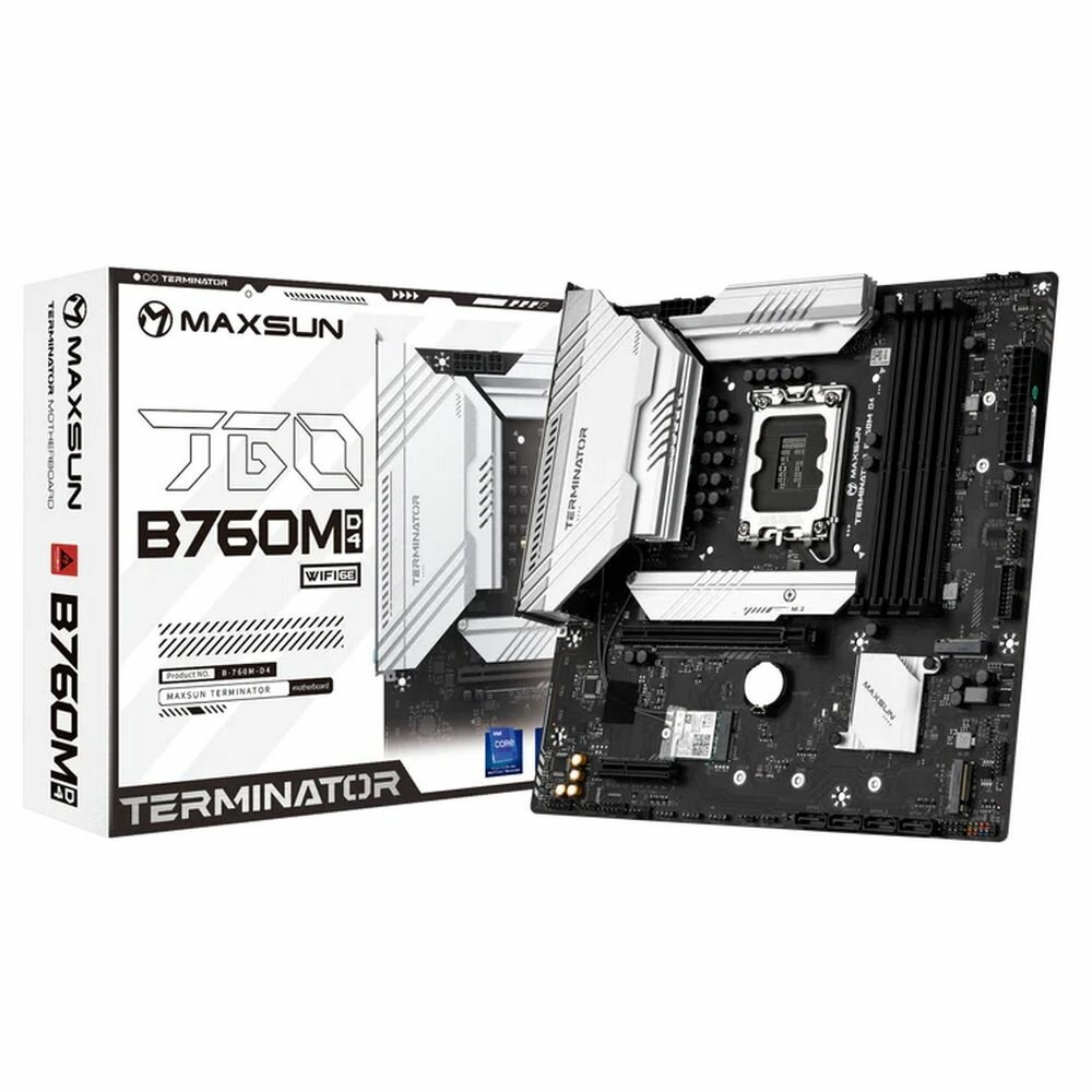 Материнская плата Maxsun MS-Terminator B760M D4 WIFI6E B760, LGA1700, 4*DDR4, 1*PCIEx16, 1*PCIEx4, 3.