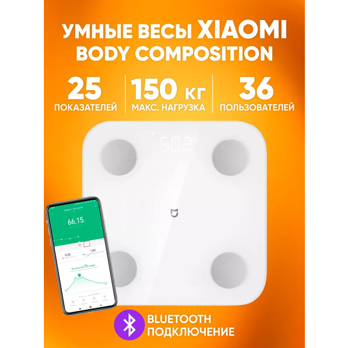 Весы напольные умные Xiaomi Mijia S400 2022 original xiaomi mi smart body fat composition scale 2 bluetooth balance test 13 body date bmi health weight scale led