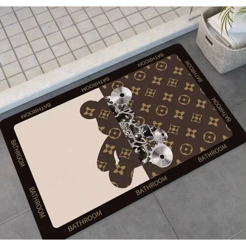 Коврик для ванной быстросохнущий влаговпитывающий оранжевый 60х40 мишка робот