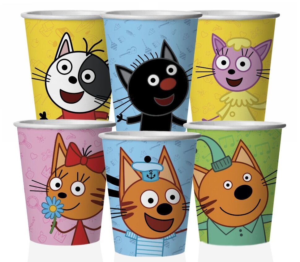 Стаканы (250 мл) Три Кота Играем вместе 6 шт.