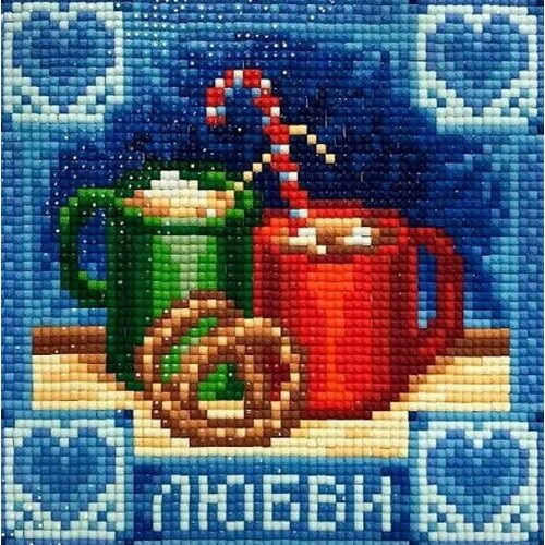 Мозаичная картина стразами алмазная живопись Пожелание любви, 15*15см, 1шт