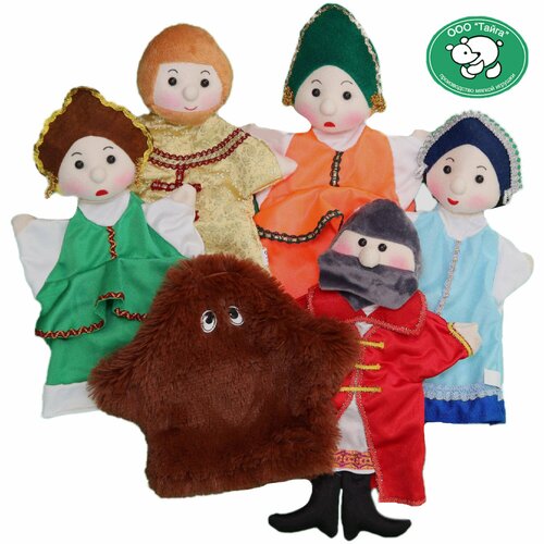 Набор кукол-перчаток Тайга для домашнего кукольного театра на руку по сказке Аленький цветочек, 6 персонажей