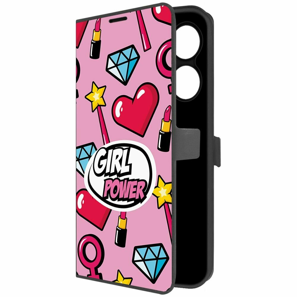 Чехол-книжка Krutoff Eco Book для Xiaomi Poco C61 Girl Power (черный)