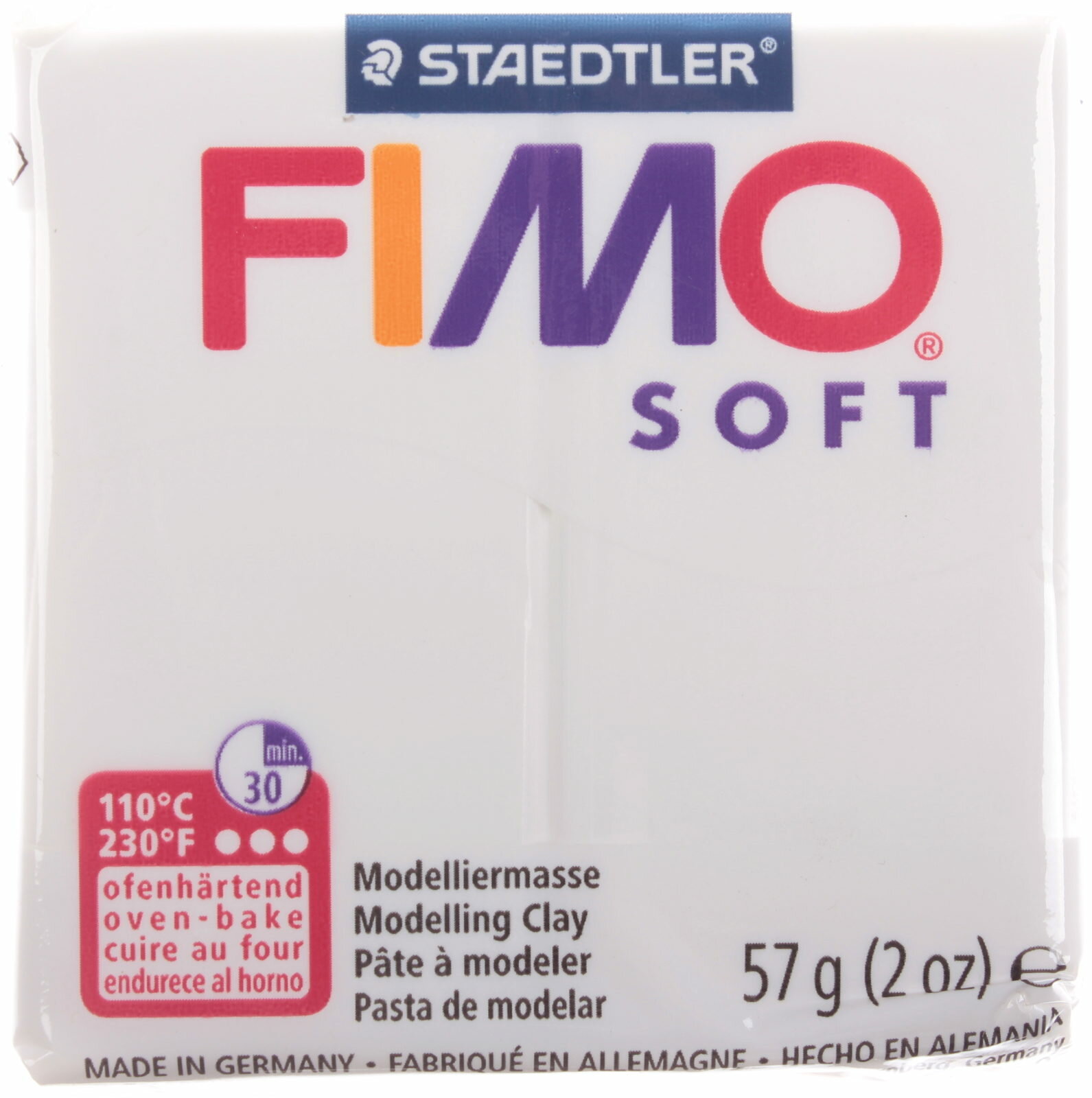 Полимерная глина FIMO Soft, белый (0), 57г, 1шт