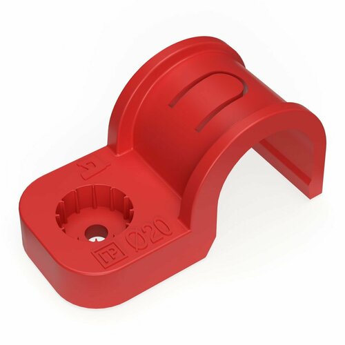 Крепеж-скоба пластиковая односторонняя для прямого монтажа красная d20 мм, 50шт