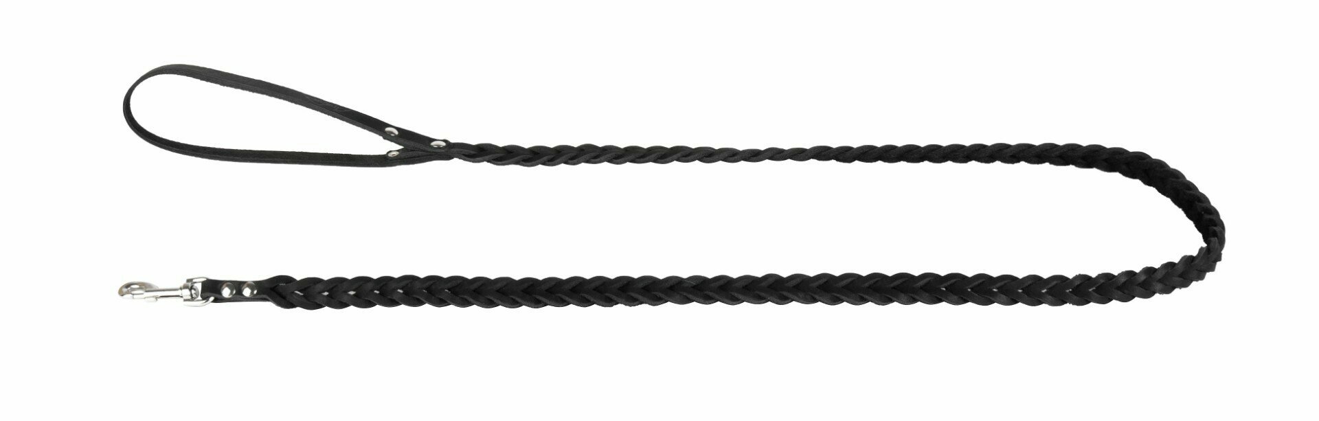 Поводок аркон кожаный 1.2м х 12мм плетение "Косичка", цвет черный