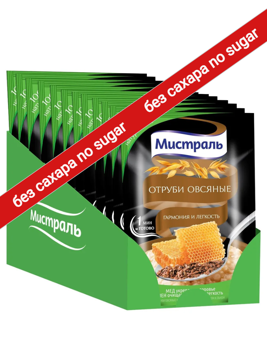 Отруби овсяные Гармония и лёгкость Мистраль без сахара 30 г * 12 штук фото
