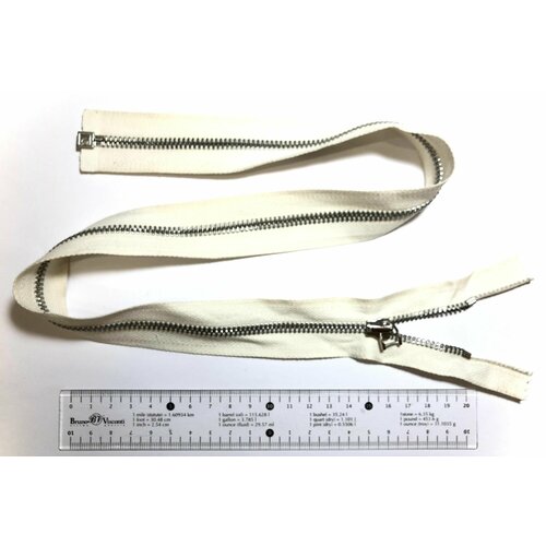 Молния металлическая разъёмная молочная- основа матовый никель- звено и бегунок Т5 - 65см 1зам 1шт CR Испания 650₽