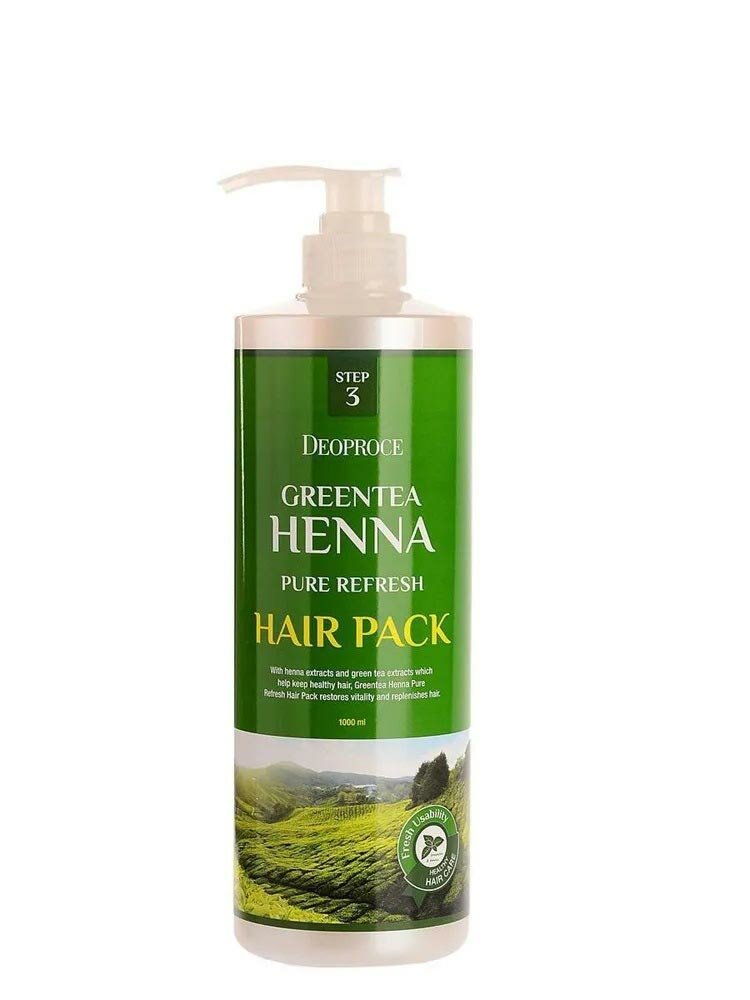 Маска для волос с зеленым чаем и хной Deoproce Greentea Henna Pure ReFresh Hair Pack 1000мл - фото №18