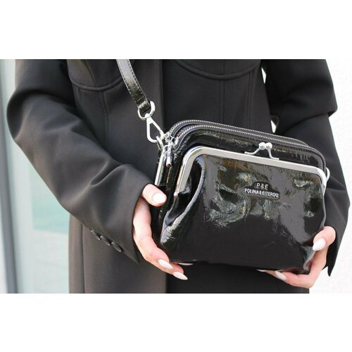 Сумка кросс-боди BAG irafrail, фактура гладкая, лаковая, черный