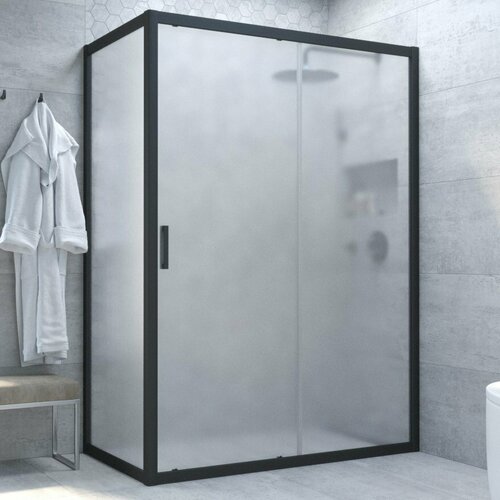 Vegas Glass Душевой уголок Vegas Glass ZP+ZPV NOVO 110*80 02М 10 профиль черный матовый, стекло сатин