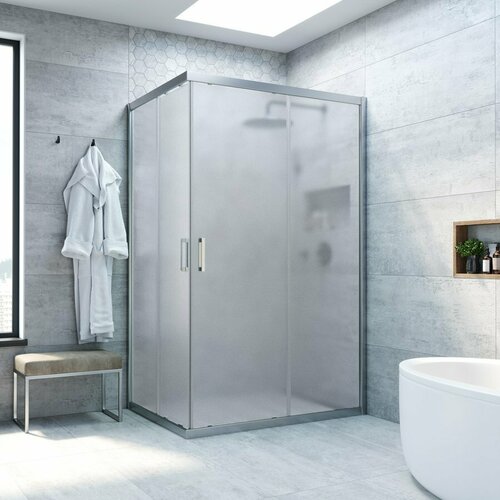 Vegas Glass Душевой уголок Vegas Glass ZA-F Novo 120*90 07 10 профиль матовый хром, стекло сатин