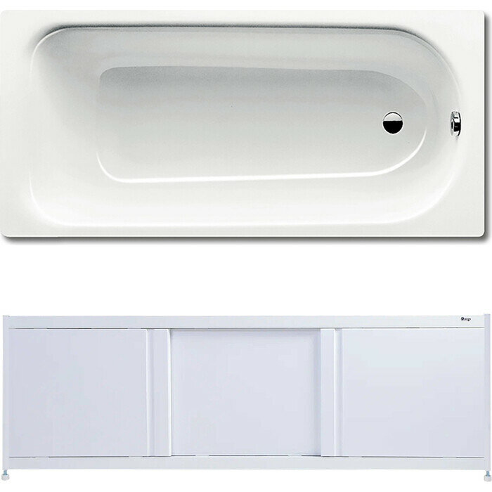фото Ванна стальная Kaldewei Eurowa 310-1 150x70 с экраном Emmy Бриз и ножками