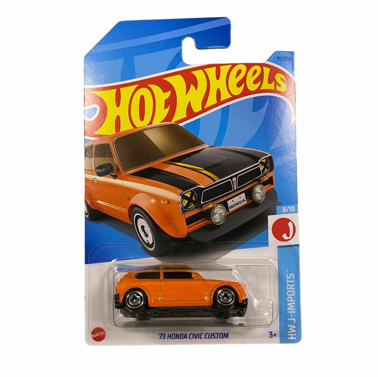 Hot Wheels металлическая машинка, коллекционная в масштабе 1:64 73 HONDA CIVIC CUSTOM (Оранжевая)