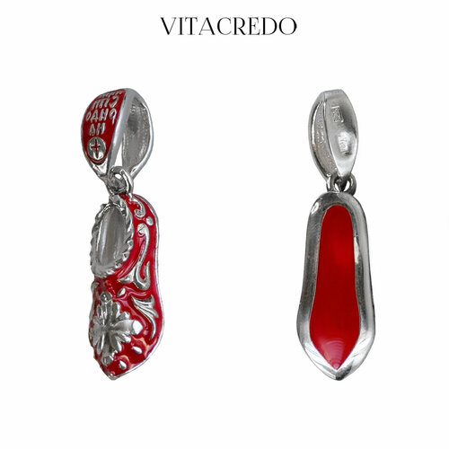 фото Подвеска vitacredo, серебро, 925 проба, эмаль, размер 2.3 см., красный