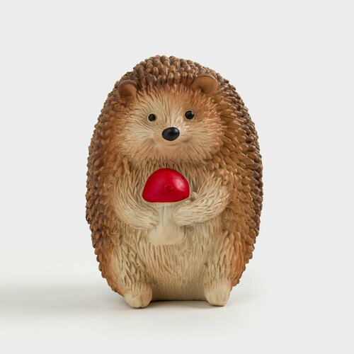 Статуэтка, 11 см, полирезин, Ежик с грибом, Hedgehog коричневый