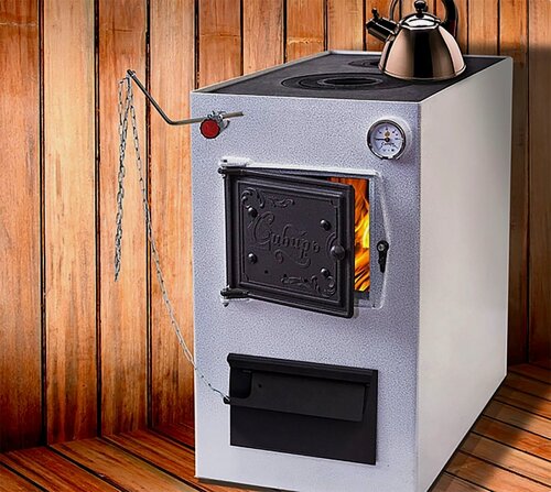 Изображение товара Котёл напольный твердотопливный сибирь КВО 20 (универсальный) белый С комфоркой