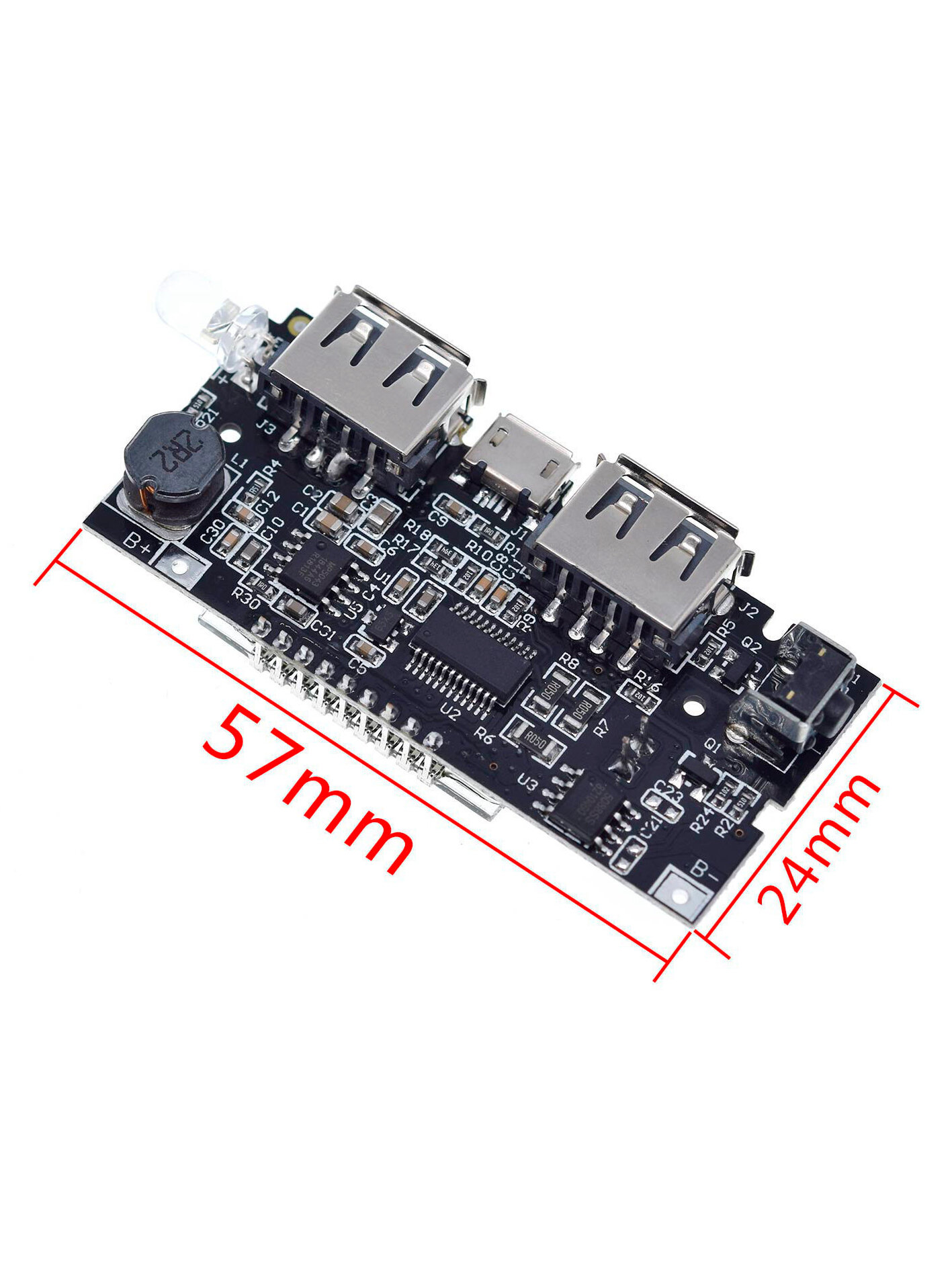 Модуль заряда для Power Bank 2xUSB с экраном 5V 1A 2.1A — фото 1