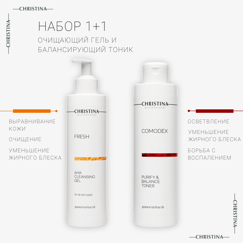 Набор для ухода за кожей лица Christina очищающий гель и тоник для лица 6598₽