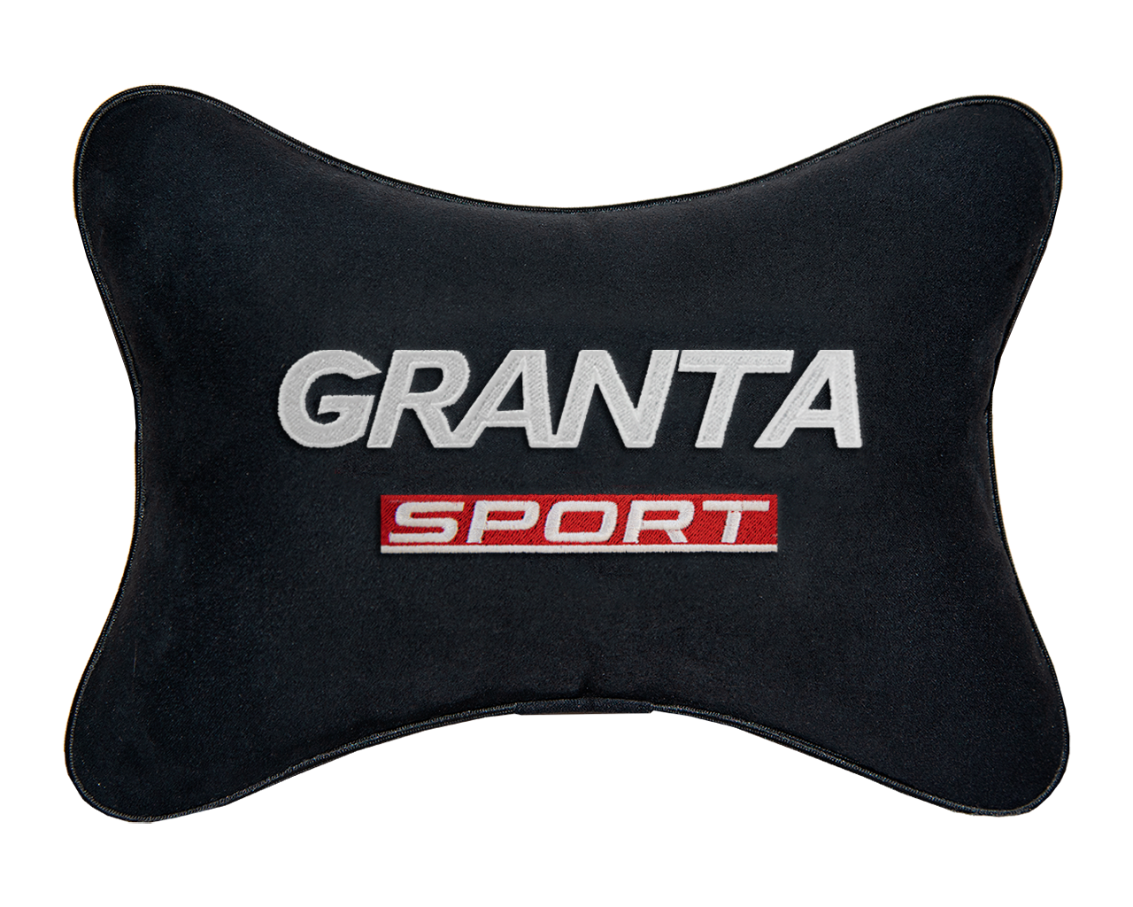 Подушка на подголовник алькантара Black с логотипом автомобиля LADA GRANTA SPORT