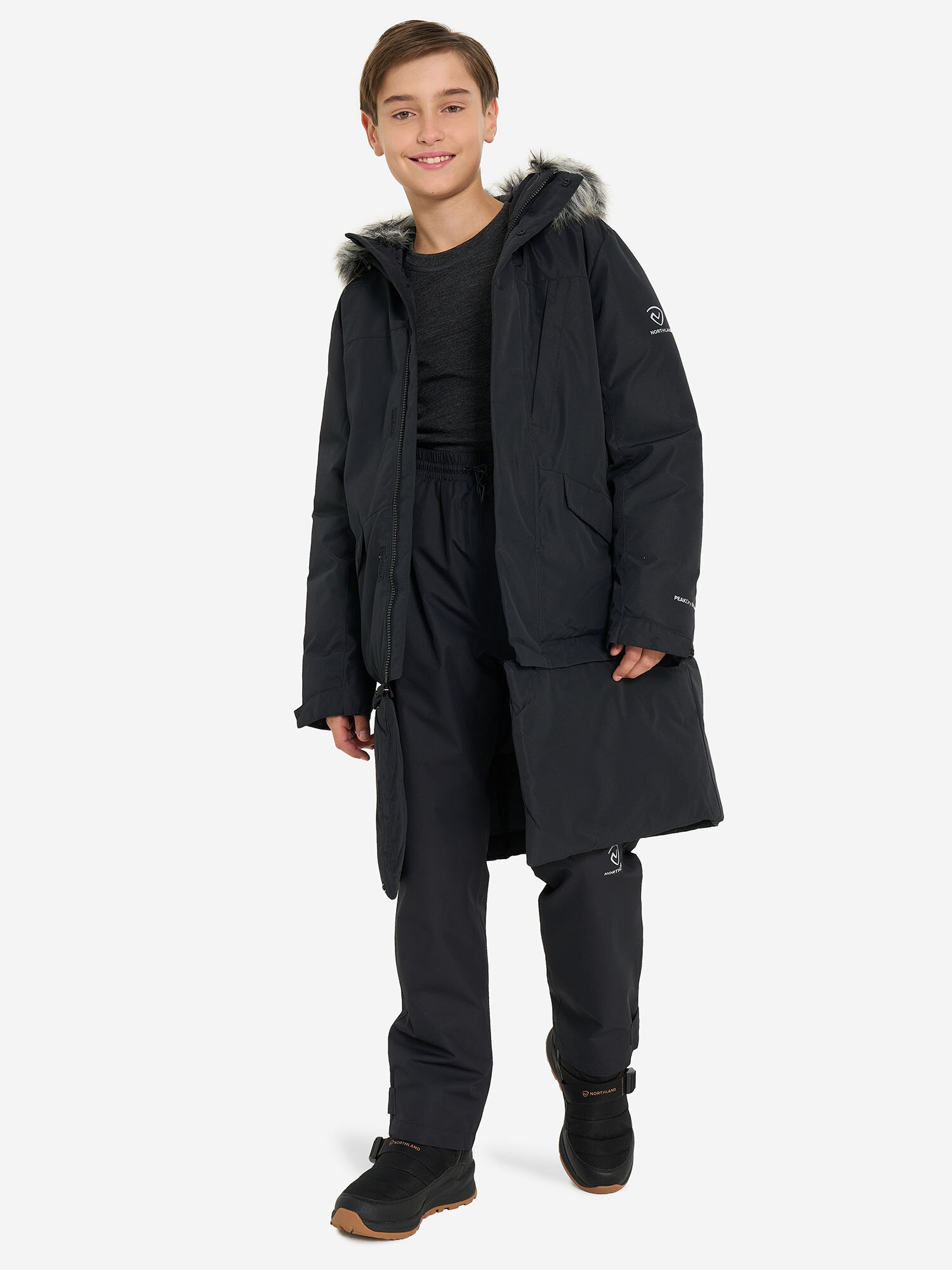 Пуховик Northland, размер 134-140, черный — фото 1