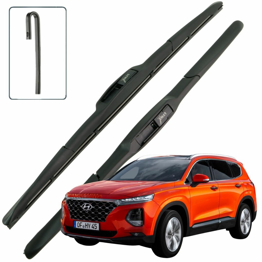 Дворники Hyundai Santa Fe (4) TM / Хендай Санта Фе ТМ 2018 / 2019 / 2020 / 2021 Щетки стеклоочистителя гибридные ОЕМ для автомобиля LYNXauto к-т 2шт, 650мм-400мм