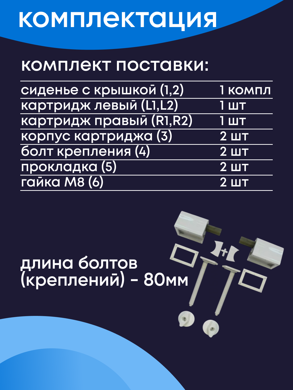 Сиденье для унитаза с микролифтом. Термопласт. Белое универсальное сиденье для унитаза TP. PH. SC.002 — фото 1