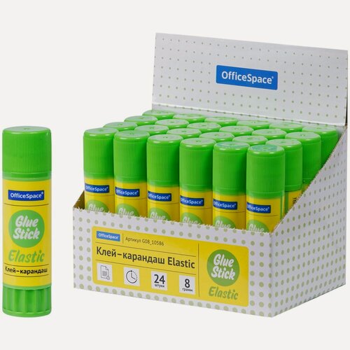Изображение товара Клей-карандаш OfficeSpace Elastic, 8г, дисплей (G08_10586), 24шт.