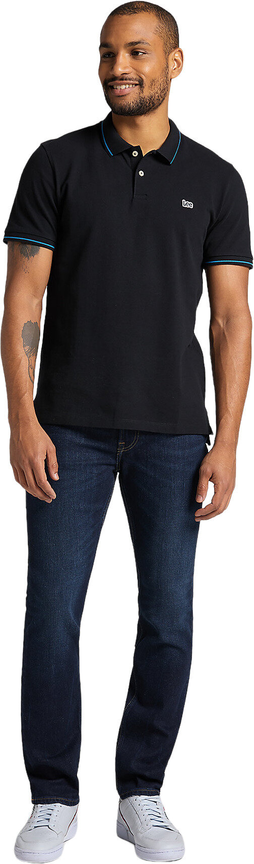 Поло Lee Men Pique Polo, размер L, черный/синий — фото 1