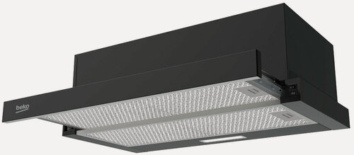 Изображение товара Вытяжка Beko BHNT613R4CB, 3 скорости, 67 Вт, механическое управление, черный