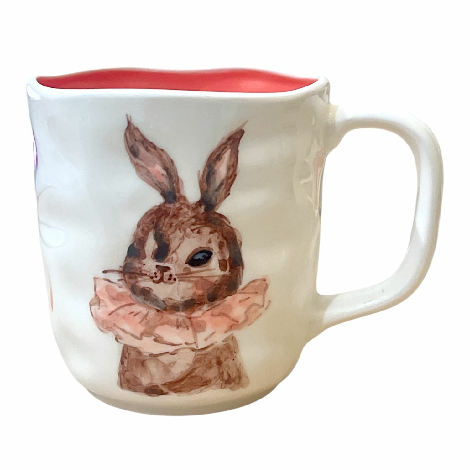 Кружка ручной работы с росписью Зайка в жабо, фарфор, 350 мл