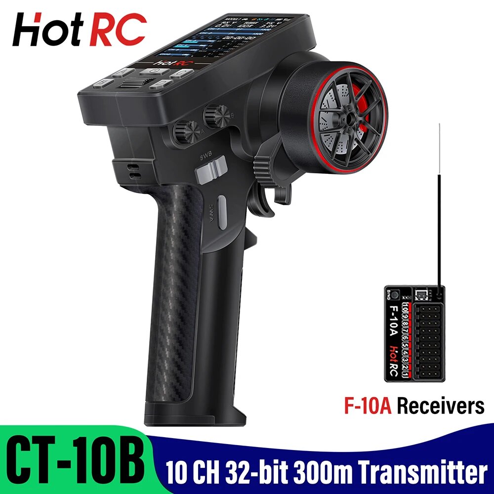 Передатчик HotRC CT-10B 10CH для радиоуправляемых моделей — фото 1