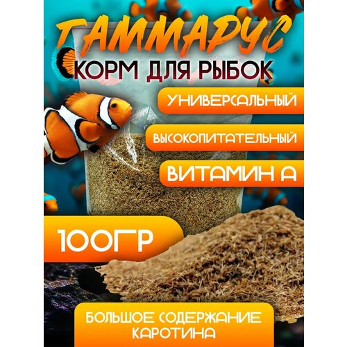 Корм для рыбок "Бобёр", гаммарус, для всех видов рыб, черепах, птиц, сухой, 100 г