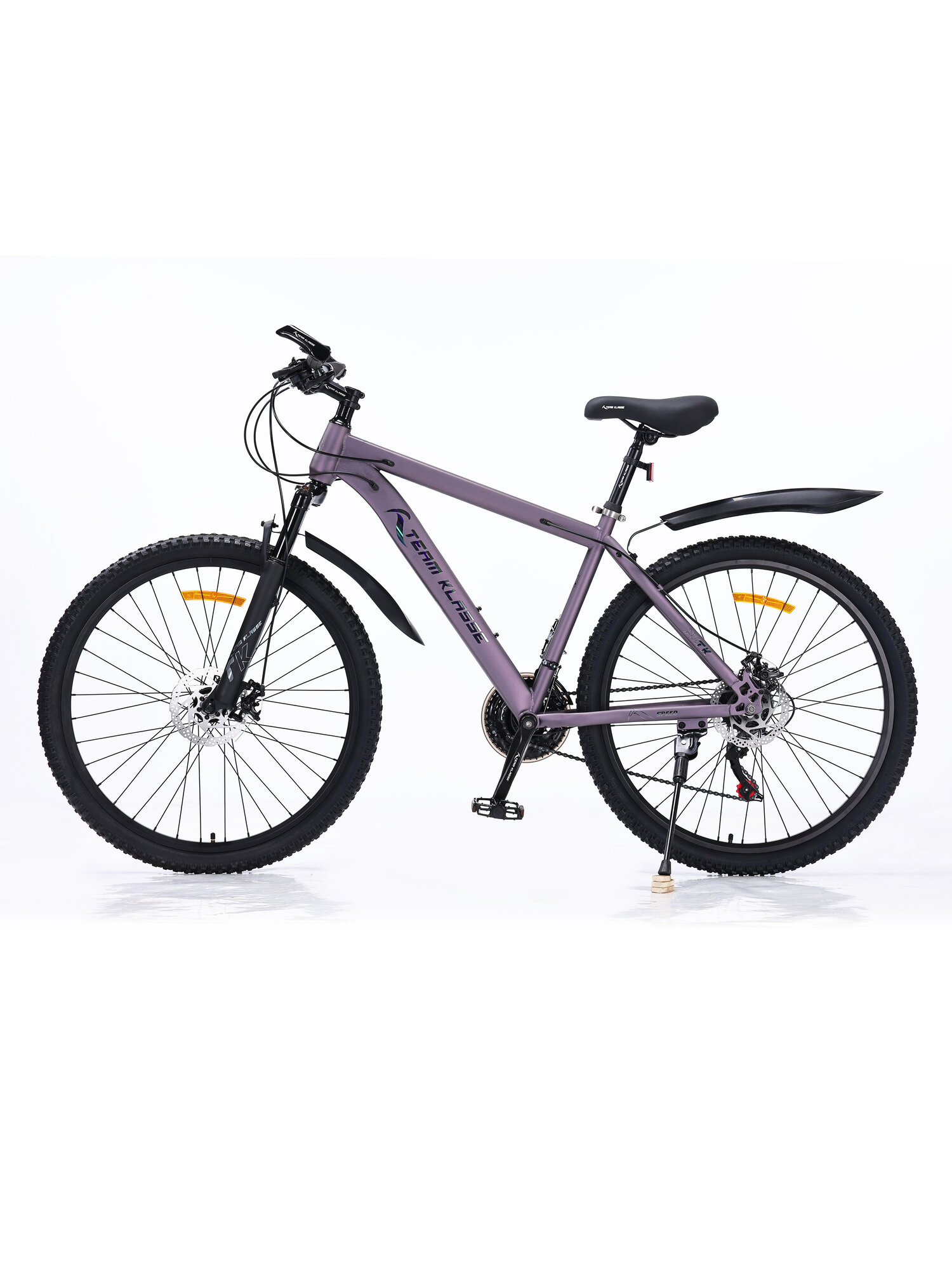 Велосипед Team Klasse TB-07, горный, 21 скоростей, диаметр колес 27,5", рама 18", серо-розовый — фото 1