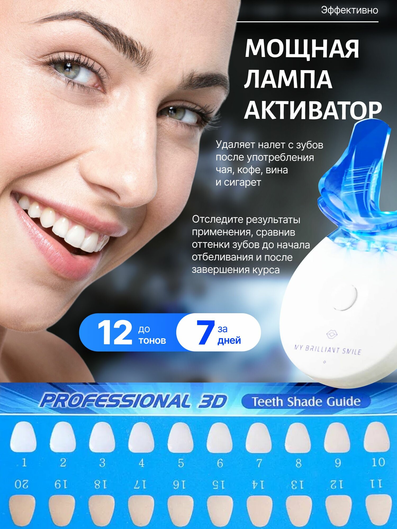 Системы Отбеливания Зубов Xiaomi Набор для отбеливания зубов "Отбеливающий комплекс", 3 карандаша, гель, лампа-активатор