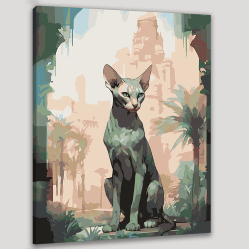 Изображение товара Картина по номерам 40x50 см, картина, акварель, иллюстрация, кошка-сфинкс, обнаженная, элегантность, мягкие мазки