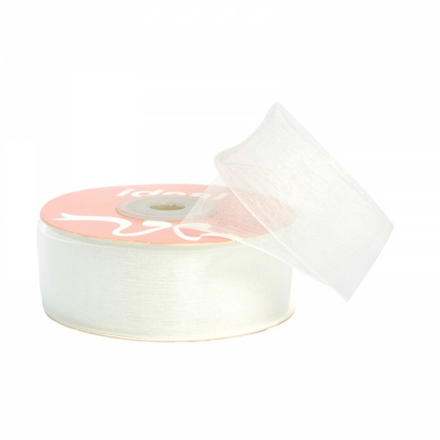Лента капрон (органза) IDEAL шир.25мм цв.1001 белый уп.274 м
